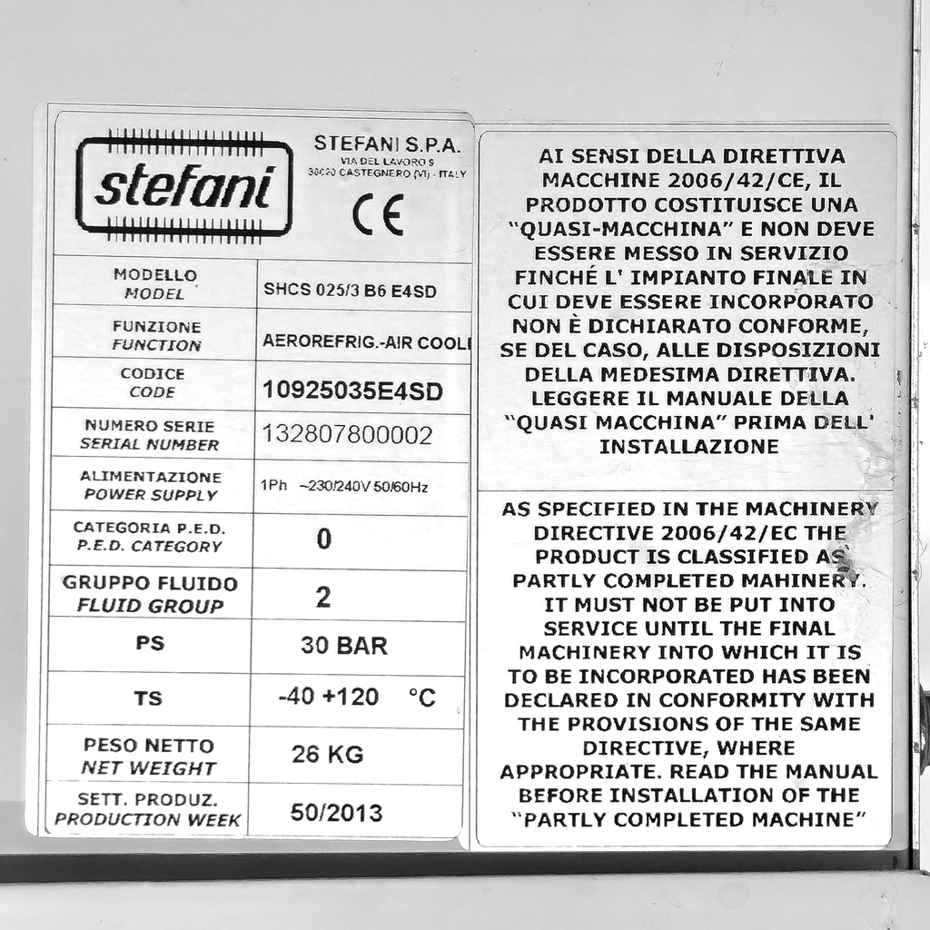 Evaporator electric defrost SHCS025/3B6E 1~