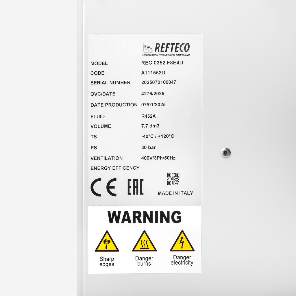 Evaporator Refteco el. defr. REC 0352 F8E4D 7,5kW Dt 7K, R452A