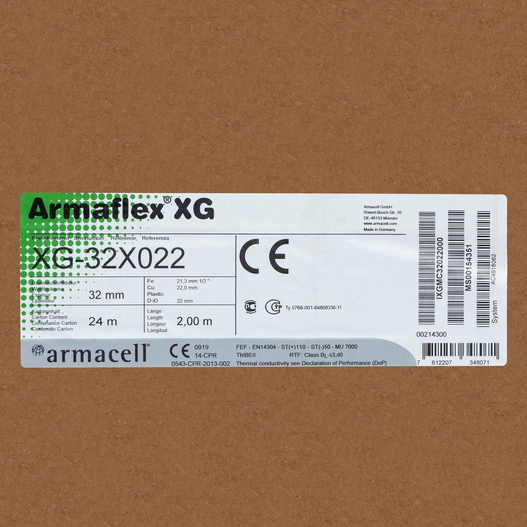 Insulation tube 32mm x 22mm (2m) Armaflex XG (box:24m/12pcs)