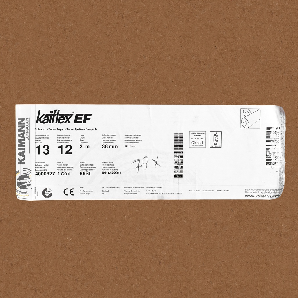 Insulation tube 13mm x 12mm (2m) (box: 162m/81pcs)