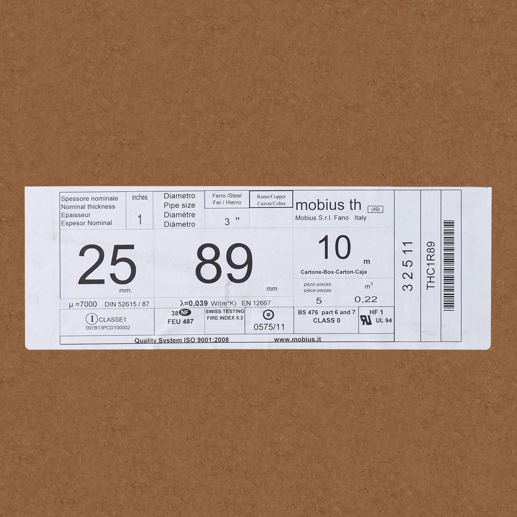 Insulation tube 25mm x 89mm (2m) (box: 10m/5kpl)