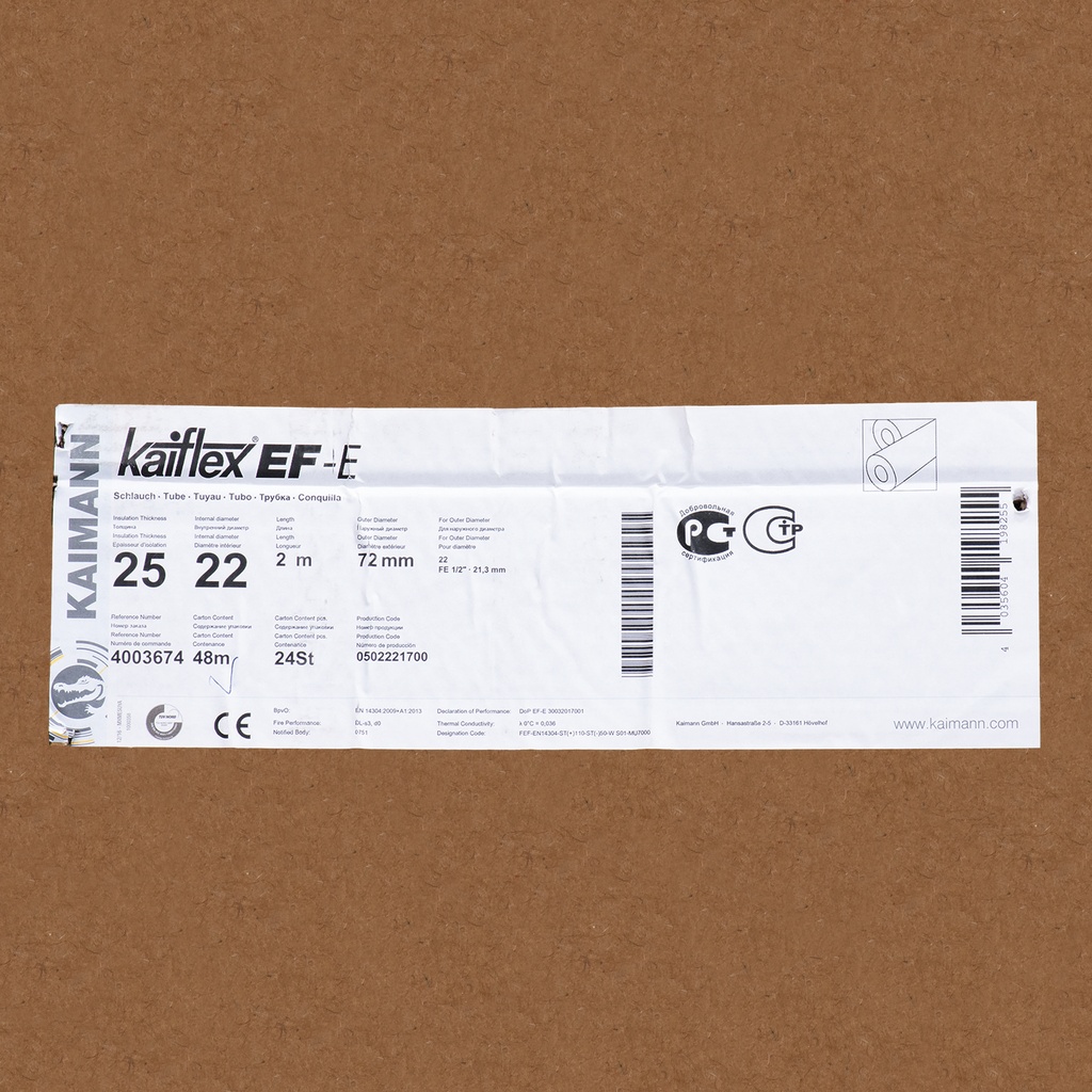 Insulation tube 25mm x 22mm (2m) (box: 48m/24kpl)