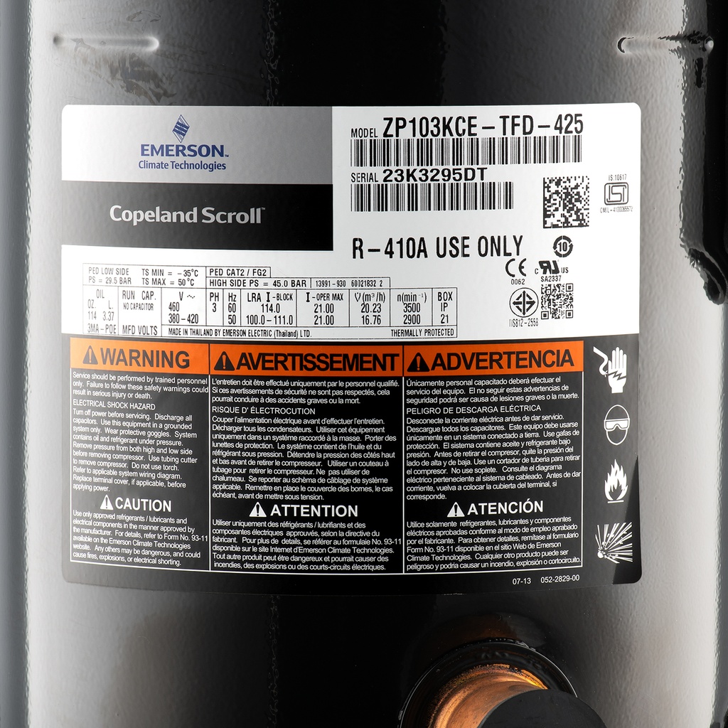 Compressor ZP103KCE-TFD-425 R410A 400V (tandem)