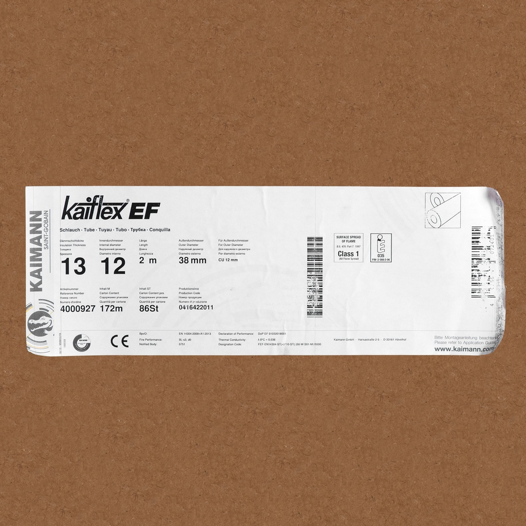 Insulation tube 13mm x 12mm (2m) 13X12mm (172)