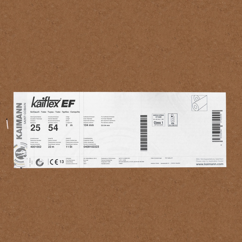 Insulation tube 25mm x 54mm (2m) (box: 22m/11kpl)
