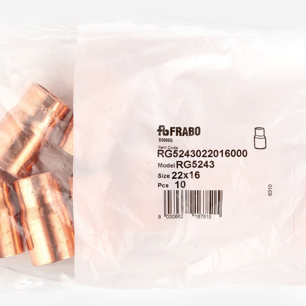 Fitting Reducer - G-size RG5243 22X16mm 3.1 Certicificate
