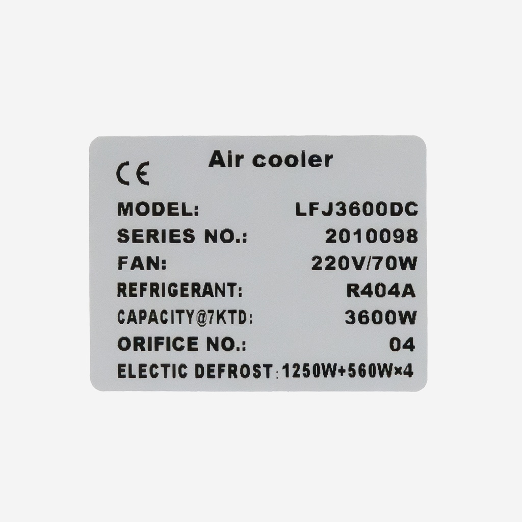 Evaporator Coolent LFJ3600DC EVD 3,50kW -25°C/dt7 R404A 8mm electric defrost