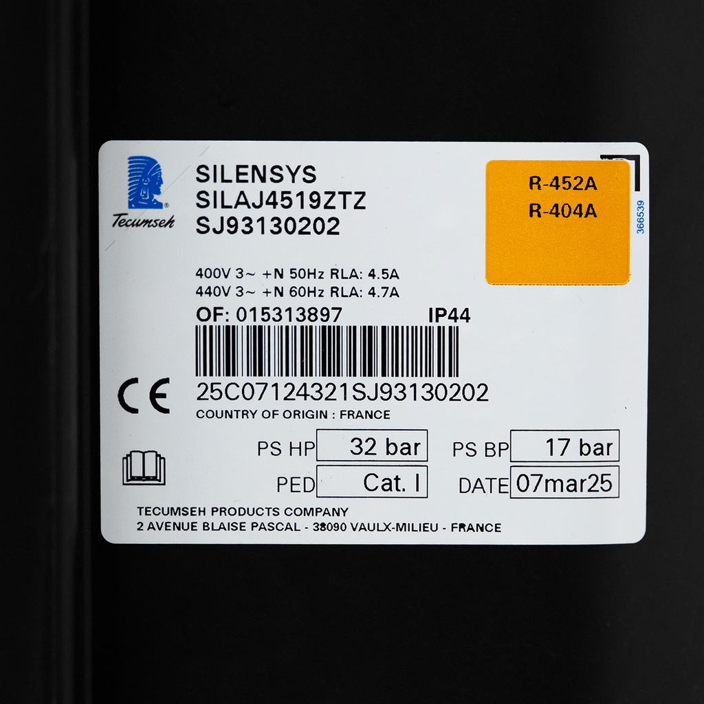Condensing unit Silensys SILAJ4519ZTZ R404A 2829W -10/+32°C HBP 400V