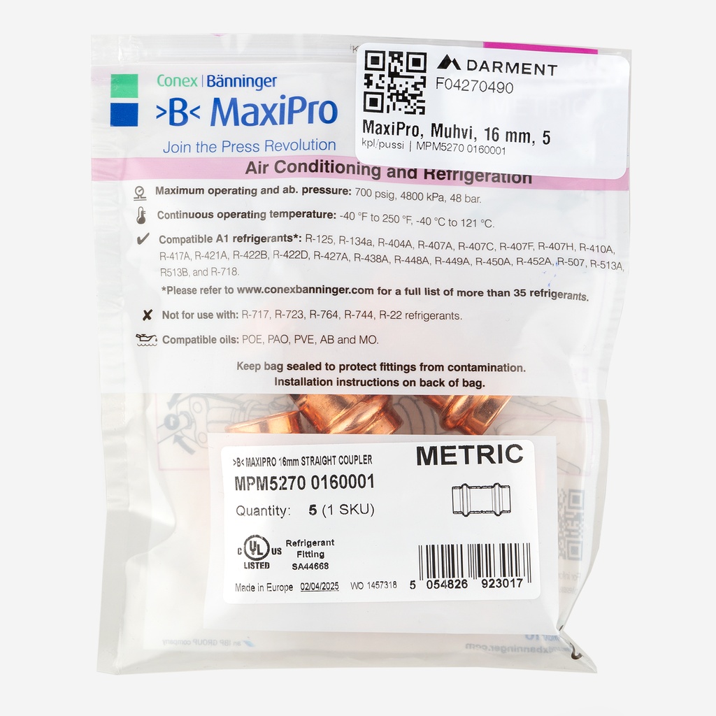 MaxiPro, Coupler, 16 mm, 5pcs/bag | MPM5270 0160001