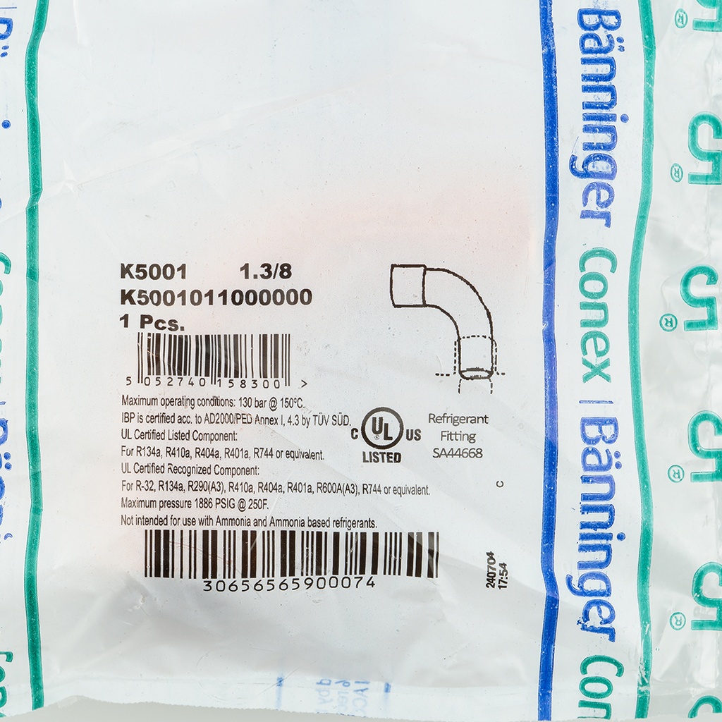 Street Elbow 90° 1 3/8" M/F K5001, K65, 130bar