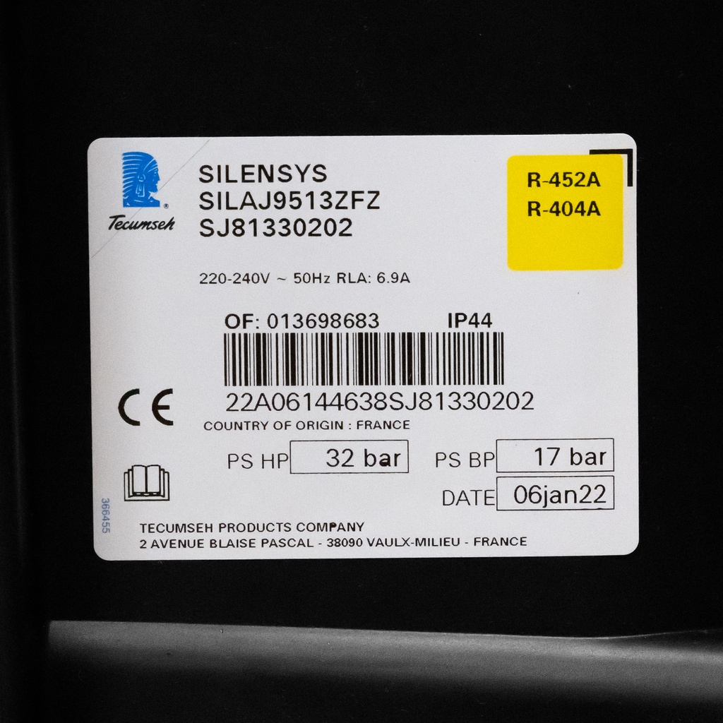 Condensing unit Silensys SILAJ9513ZFZ R404A 2094W -10/+32°C HBP 230V