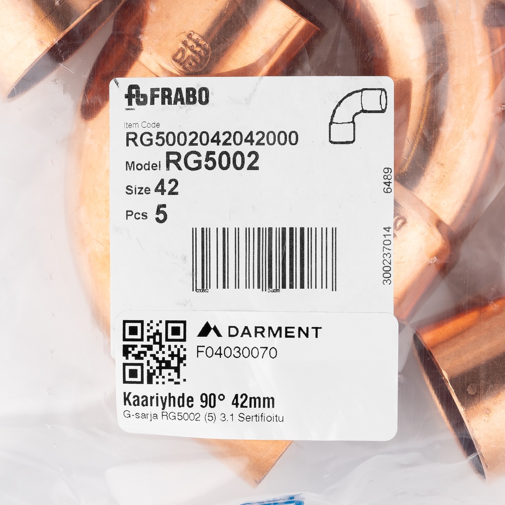 Bend 90° 42mm G-size RG5002 3.1 Certicificate