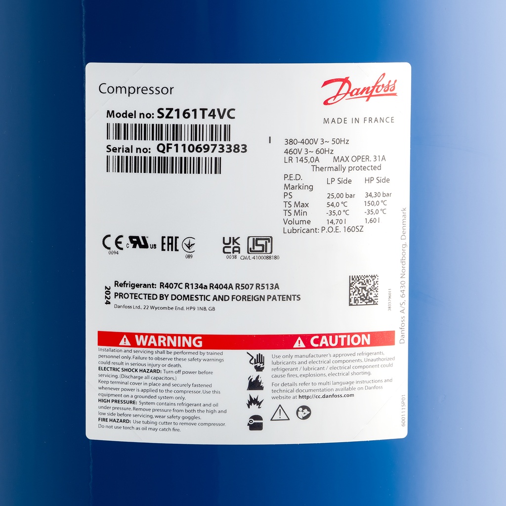 Compressor SZ161T4VC 400V (juotettava)