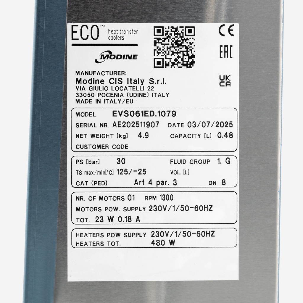 Evaporator Modine EVS-61ED-EC 0,53kW dt8K R404A sähkösulatus, EC fans