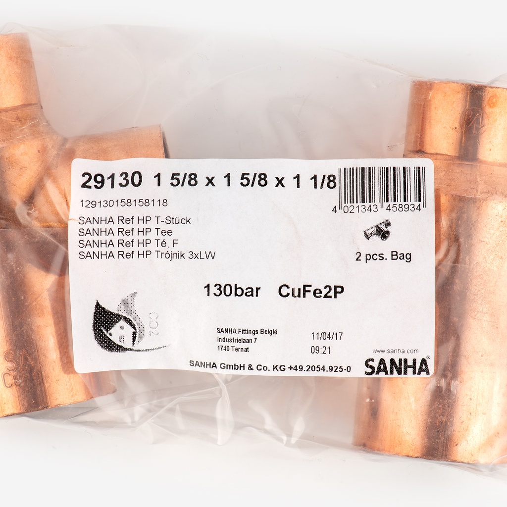 Ref hp tee 1 5/8"x1 5/8"x1 1/8"  129130158158118, 9149726