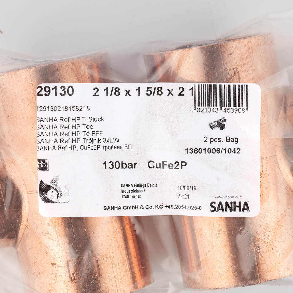 Ref hp tee 2 1/8"x1 5/8"x2 1/8"  129130218158218, 9149727