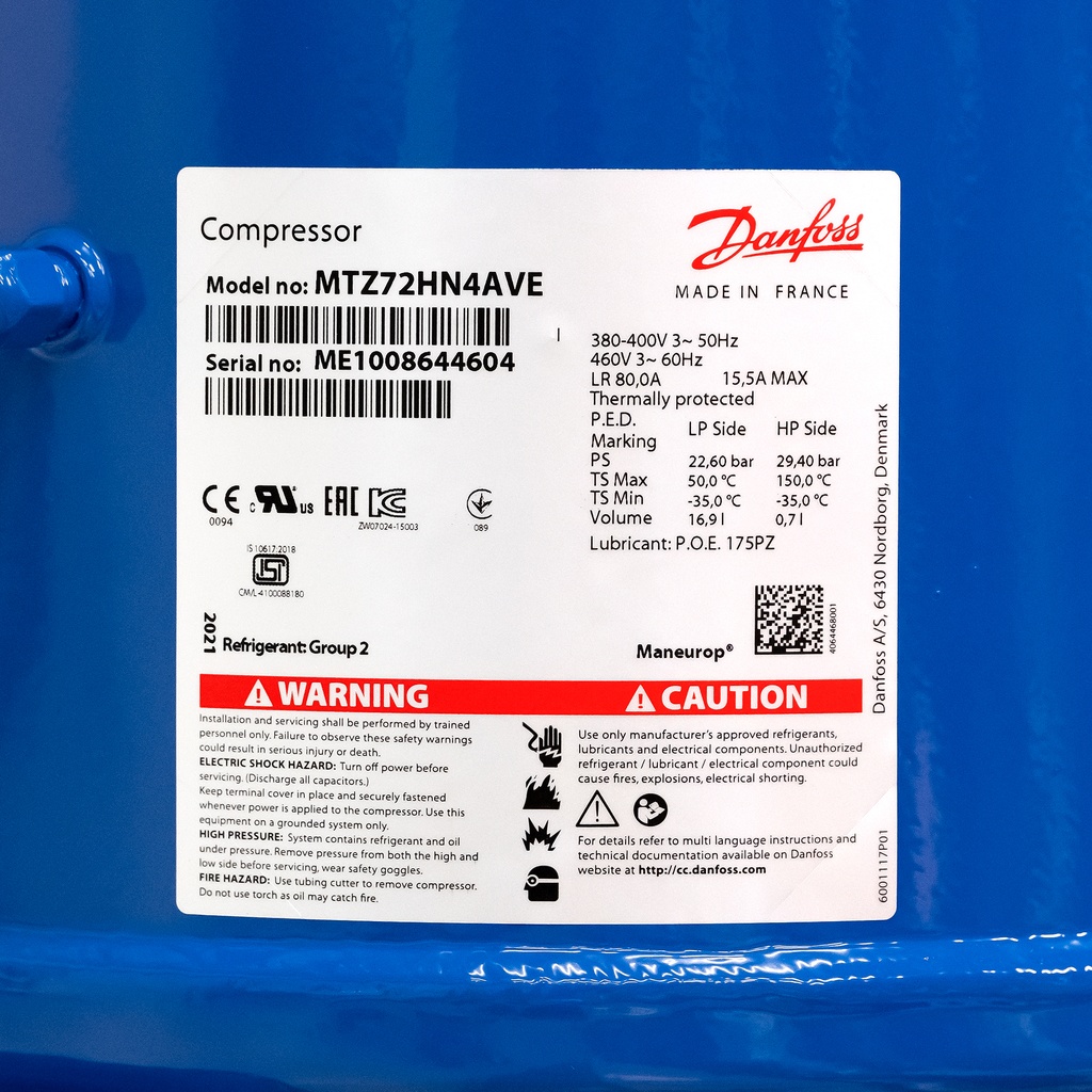 Compressor MTZ72-4V (MTZ72HN4CVE) 120,94cm³ 400V