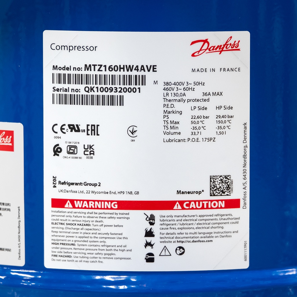 Compressor MTZ160-4V (MTZ160HW4AVE) 271,00cm³ 400V 