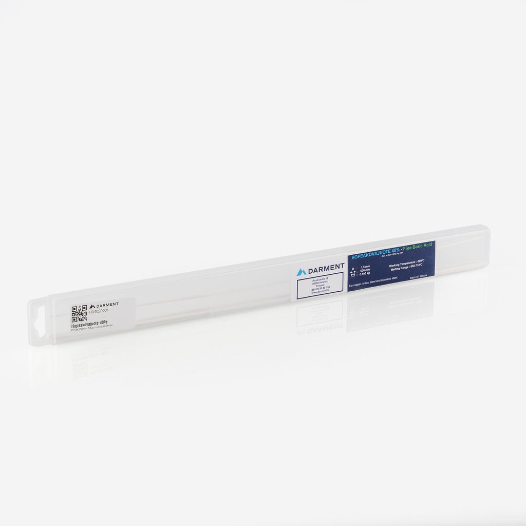 Hopeakovajuote 40% Ø1,5x500mm 100g muovipaketissa