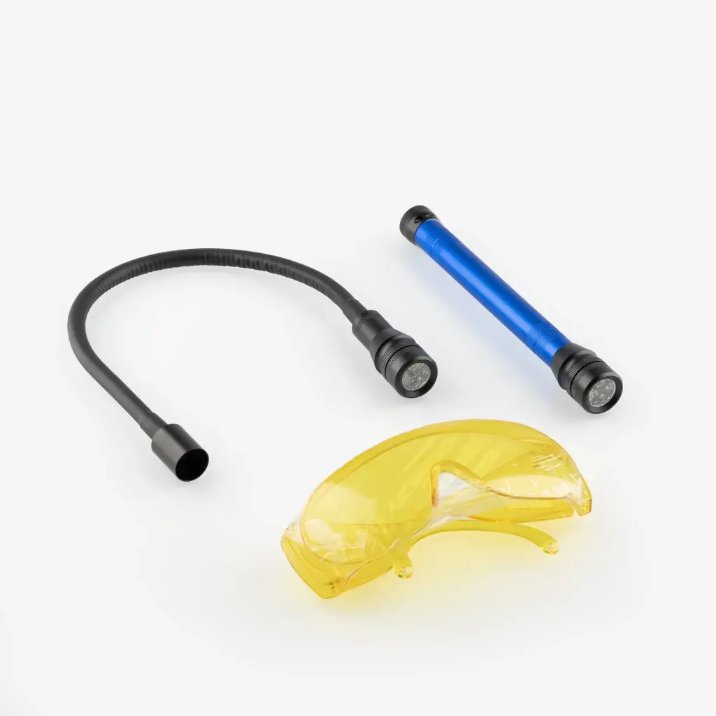 UV Led Leak Detector flexible Lamp + ProtectiveGoggles 100% UV