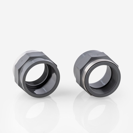 [C02491001] Tippa-altaan liitoskappale PVC 63X2" F-F (metallivahvistus)