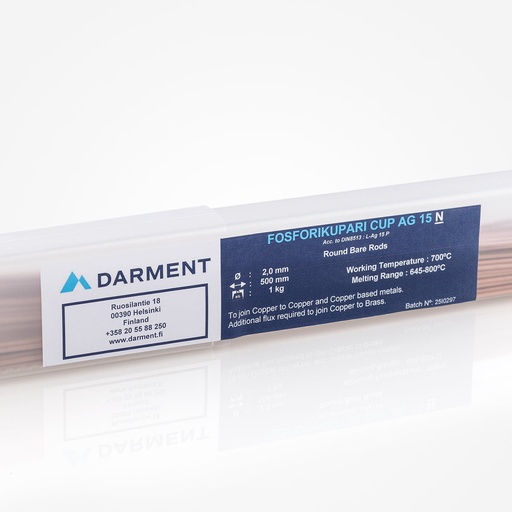 [H04011011] Phosphorus Copper AG 15 nanotech 1Kg DIA 2,0 X 500mm trans.plast 