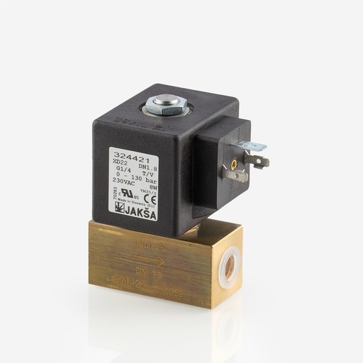 [D10091011] Solenoid valve Jaksa 324421 XD22 G1/4 1.8 T/V 230AC 130bar  